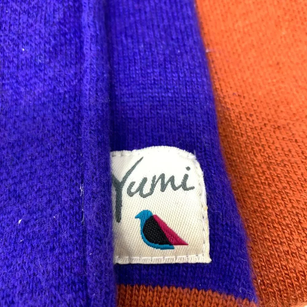 Modcloth Yumi Fox Print Scarf Orange + Blue Wool Angora Blend